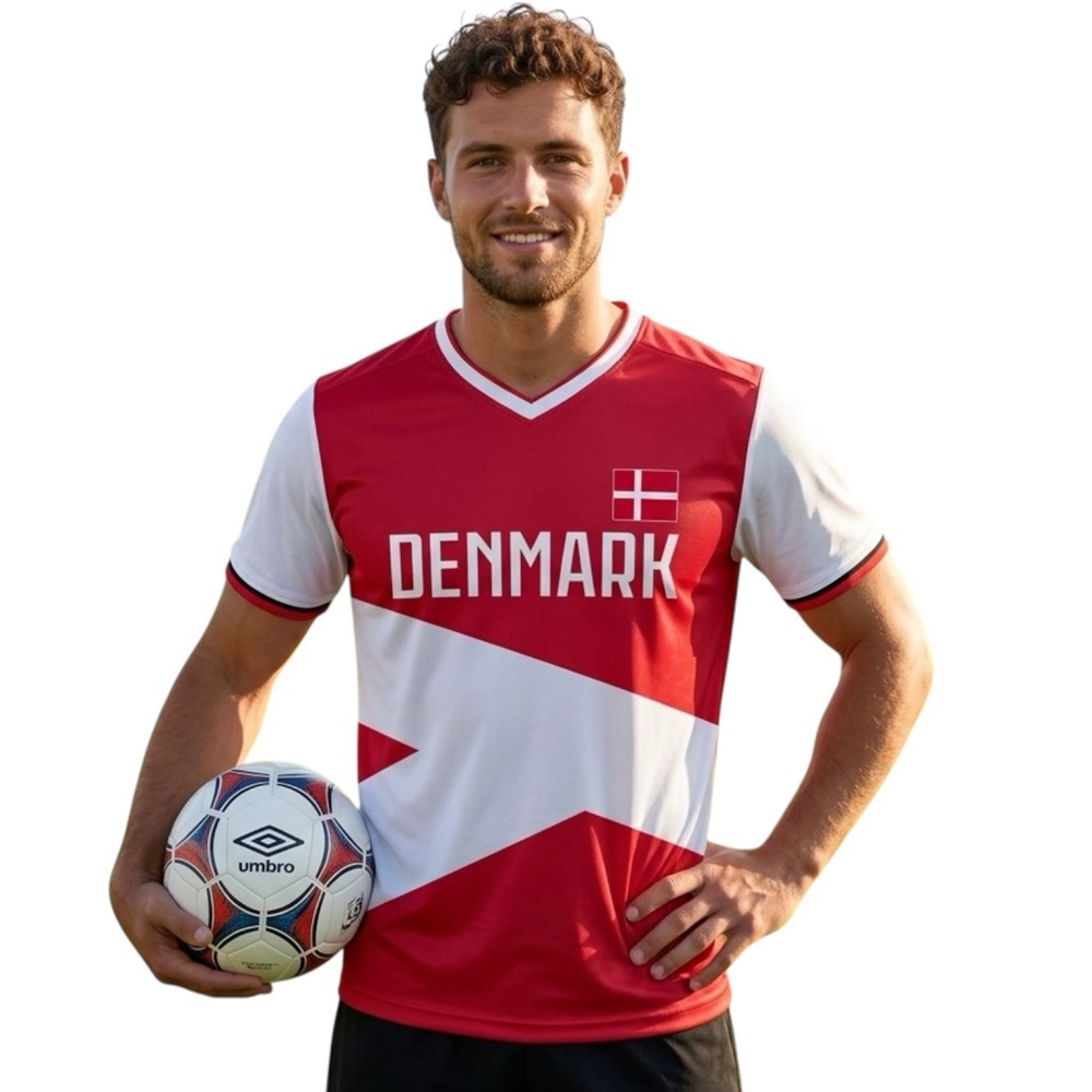 Denmark Soccer Jersey Red White Football Shirt Size 2XL